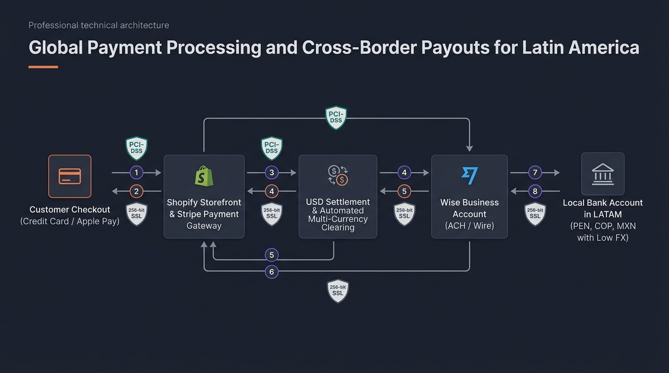 Technical system architecture diagram: Global Payment Gateways & Cross-Border Financial Rails
